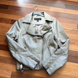 Taupe faux leather moto jacket size medium women’s.